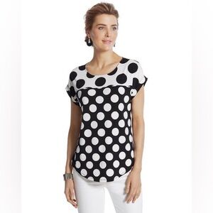 Chico's Black and White Polka Dot Blouse